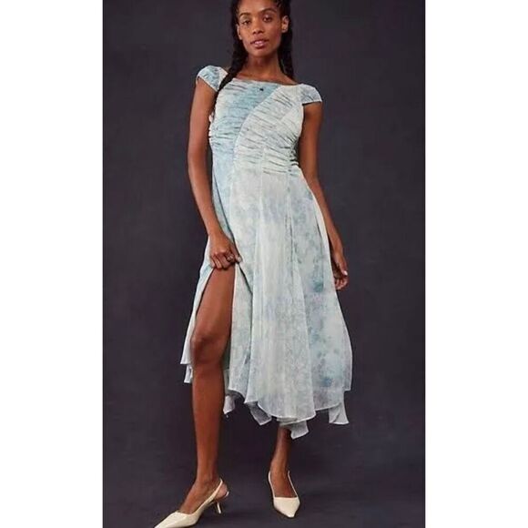 Free People Heart to Heart Midi Dress Size 2 NWT Blue - Picture 1 of 7
